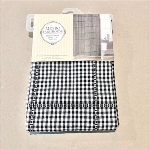 Metro Farmhouse Black White Gingham Shower Curtain 72x72 New